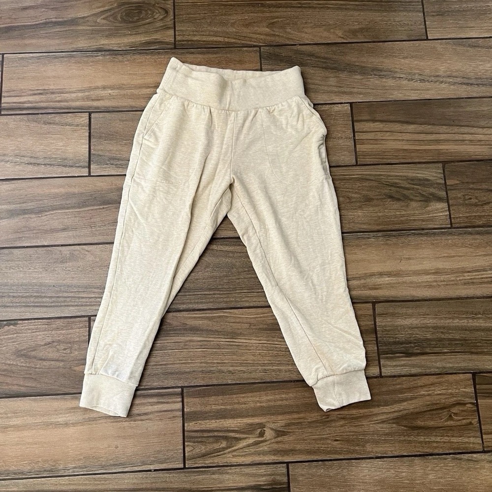 Nike Dri-FIT Jogger Sweatpants Womens Medium Beige Fleece Lined Athletic